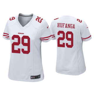 Women 49ers #29 Talanoa Hufanga White Jersey