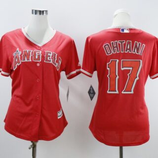 Women Angels 17 Shohei Ohtani Red Women Cool Base Jersey