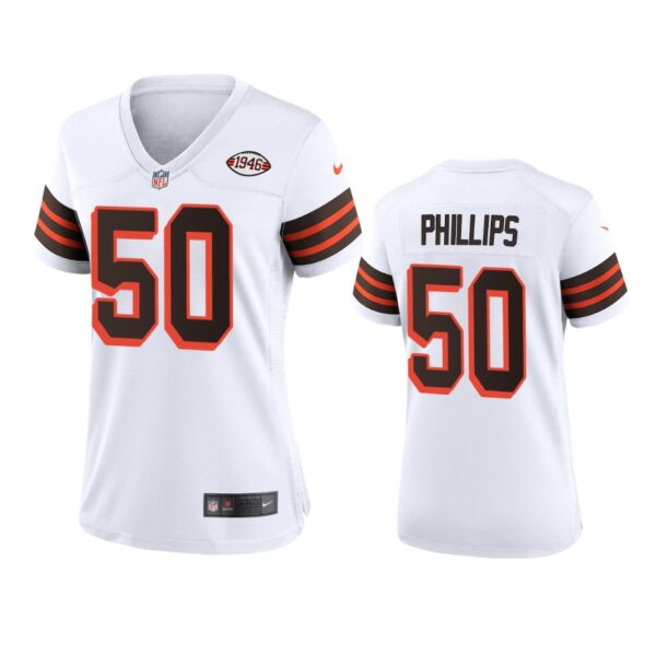 Women Browns #50 Jacob Phillips Nike 1946 Collection Alternate Game Limited NFL Jersey - White