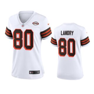 Women Browns #80 Jarvis Landry Nike 1946 Collection Alternate Game Limited NFL Jersey - White