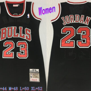 Women Bulls 23 Michael Jordan Black Women 1997-98 Hardwood Classics Mesh Jersey