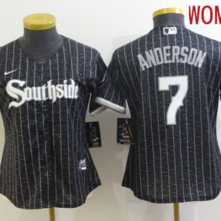 Women Chicago White Sox 7 Anderson City Edition Black Game Nike 2021 MLB Jerseys