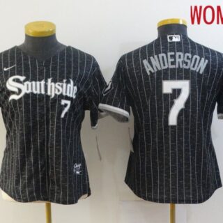 Women Chicago White Sox 7 Anderson City Edition Black Game Nike 2021 MLB Jerseys