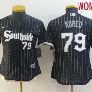 Women Chicago White Sox 79 Abreu City Edition Black Game Nike 2021 MLB Jerseys
