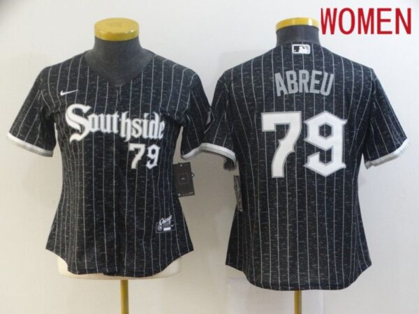 Women Chicago White Sox 79 Abreu City Edition Black Game Nike 2021 MLB Jerseys