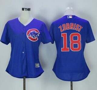 Women Cubs 18 Ben Zobrist Royal Women Cool Base Jersey