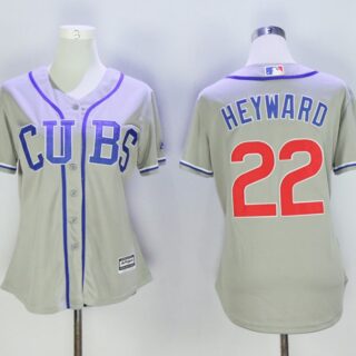Women Cubs 22 Jason Heyward Gray Women Cool Base Jersey
