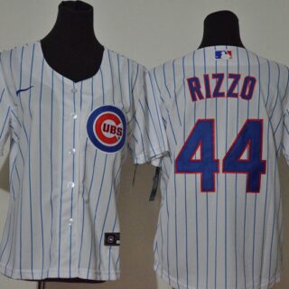 Women Cubs 44 Anthony Rizzo White Women Nike Cool Base Jersey