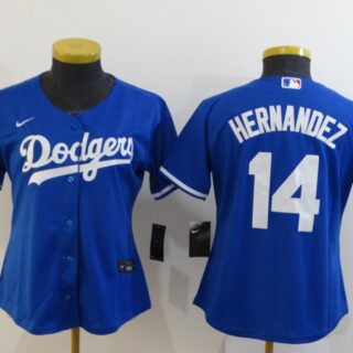 Women Dodgers 14 Enrique Hernandez Royal Women 2020 Nike Cool Base Jersey