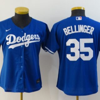 Women Dodgers 35 Cody Bellinger Royal Women 2020 Nike Cool Base Jersey