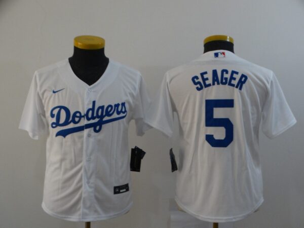Women Dodgers 5 Corey Seager White Women 2020 Nike Cool Base Jersey