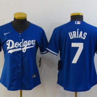 Women Dodgers 7 Julio Urias Royal Women 2020 Nike Cool Base Jersey