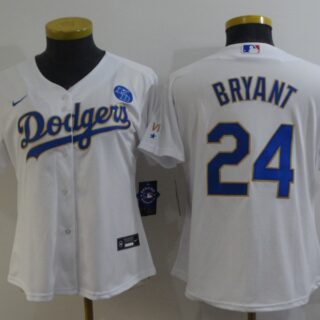 Women Dodgers 8 Kobe Bryant White Women Nike 2021 Gold Program KB Flexbase Jersey