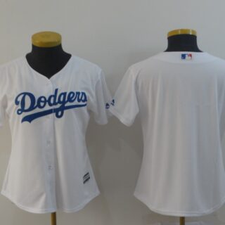Women Dodgers Blank White Women Cool Base Jersey