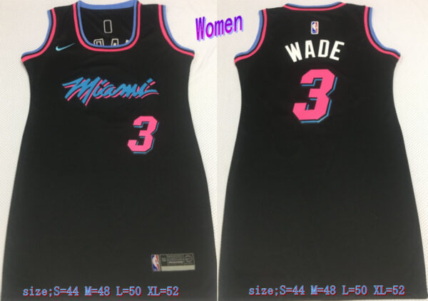 Women Heat 3 Dwyane Wade Black Women Nike Swingman Jersey