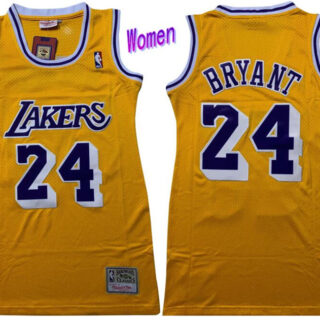 Women Lakers 24 Kobe Bryant Yellow Women Swingman Jersey