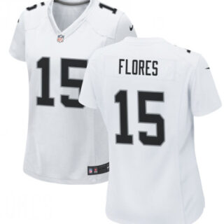 Women Las Vegas Raiders 15 Tom Flores White Limited Jersey