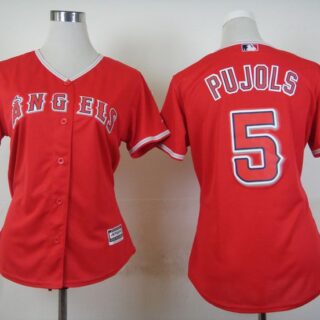 Women Los Angeles Angels #5 Albert Pujols Red Stitched Baseball Jersey