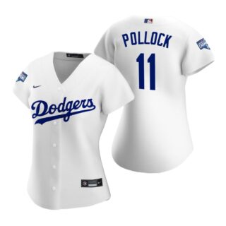 Women Los Angeles Dodgers #11 A.J. Pollock White 2020 World Series Champions Replica Jersey