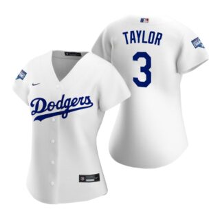 Women Los Angeles Dodgers #3 Chris Taylor White 2020 World Series Champions Replica Jersey
