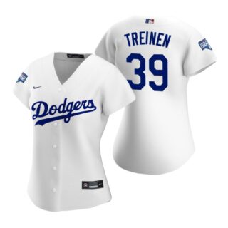 Women Los Angeles Dodgers #39 Blake Treinen White 2020 World Series Champions Replica Jersey