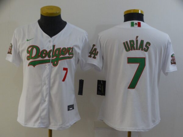 Women Los Angeles Dodgers 7 Urias White Game 2021 Nike MLB Jersey