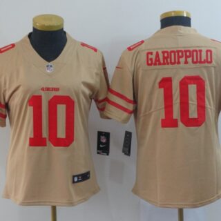 Women Nike 49ers 10 Jimmy Garoppolo Gold Women Inverted Legend Limited Jersey