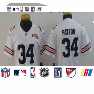 Women Nike Bears 34 Walter Payton White Women 2019 100th Season Alternate Classic Retired Vapor Untouchable Limited Jersey
