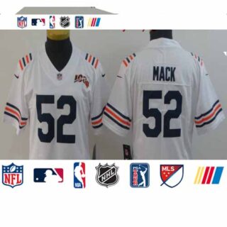 Women Nike Bears 52 Khalil Mack White Women 2019 100th Season Alternate Classic Vapor Untouchable Limited Jersey