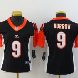 Women Nike Bengals 9 Joe Burrow Black Women 2020 NFL Draft First Round Pick Vapor Untouchable Limited Jersey