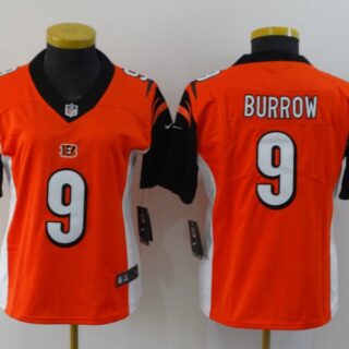 Women Nike Bengals 9 Joe Burrow Orange Women 2020 NFL Draft First Round Pick Vapor Untouchable Limited Jersey