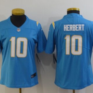 Women Nike Chargers 10 Justin Herbert Light Blue Women Vapor Untouchable Limited Jersey