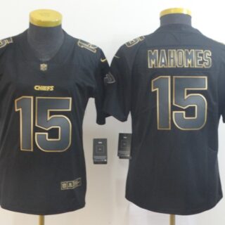 Women Nike Chiefs 15 Patrick Mahomes Black Gold Women Vapor Untouchable Limited Jersey