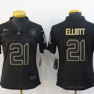 Women Nike Cowboys 21 Ezekiel Elliott Black Women 2020 Salute To Service Limited Jersey