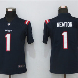 Women Nike New England Patriots 1 Cam Newton Navy Jersey