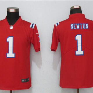 Women Nike New England Patriots 1 Cam Newton Red Jersey