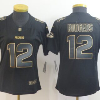 Women Nike Packers 12 Aaron Rodgers Black Women Gold Vapor Untouchable Limited Jersey