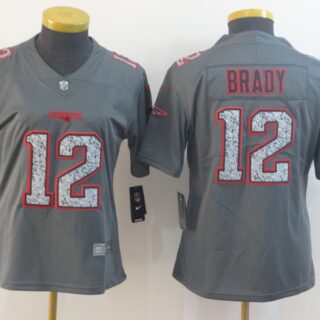 Women Nike Patriots 12 Tom Brady Gray Camo Women Vapor Untouchable Limited Jersey