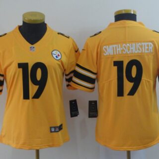 Women Nike Steelers 19 JuJu Smith Schuster Gold Women Inverted Legend Limited Jersey