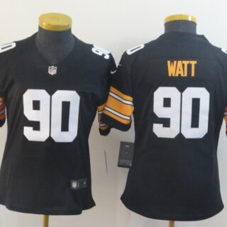 Women Nike Steelers 90 T.J. Watt Black Alternate Women Vapor Untouchable Limited Jersey