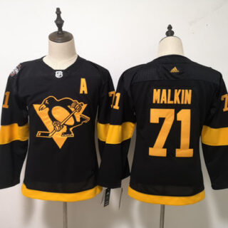 Women Penguins 71 Evgeni Malkin Black Women 2019 NHL Stadium Series Adidas Jersey