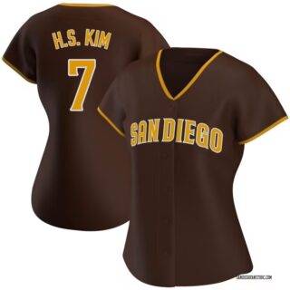 Women San Diego Padres #7 Ha Seong Kim White Stitched Brown Jersey