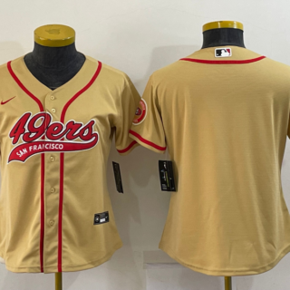 Women San Francisco 49ers Blank Gold With Patch Cool Base Stitched Baseball Jersey