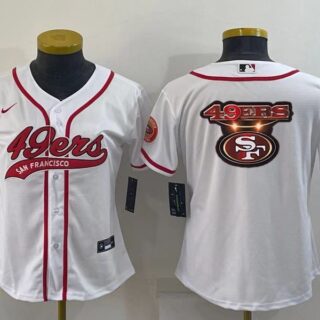 Women San Francisco 49ers White Team Big Logo With Patch Cool Base Stitched Baseball Jersey