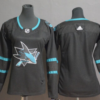 Women Sharks Blank Black Women Adidas Jersey