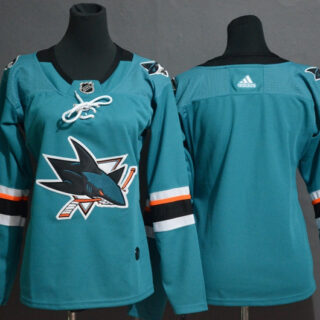 Women Sharks Blank Teal Women Adidas Jersey