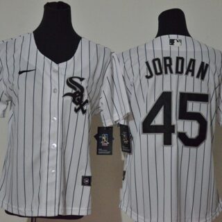 Women White Sox 45 Michael Jordan White Women 2020 Nike Cool Base Jersey
