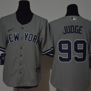 Women Yankees 99 Aaron Judge Gray Women 2020 Nike Cool Base Jersey