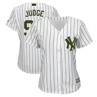 Women Yankees 99 Aaron Judge White Women 2018 Memorial Day Cool Base Jersey
