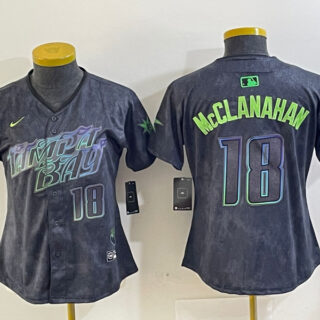 WomenTampa Bay Rays #18 Shane McClanahan Charcoal 2024 City Connect Limited Stitched Baseball Jersey